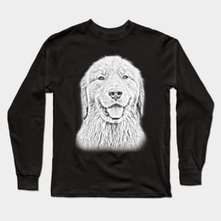 Golden Retriever Sketch Design Long Sleeve T-Shirt